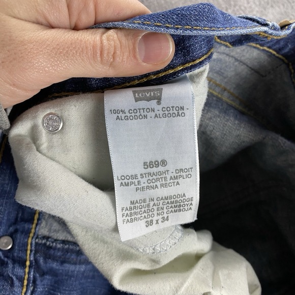 Levis 569 Loose Straight Fit Jeans Mens 38x31 Blue Medium Wash Denim Mid Rise - Picture 9 of 14